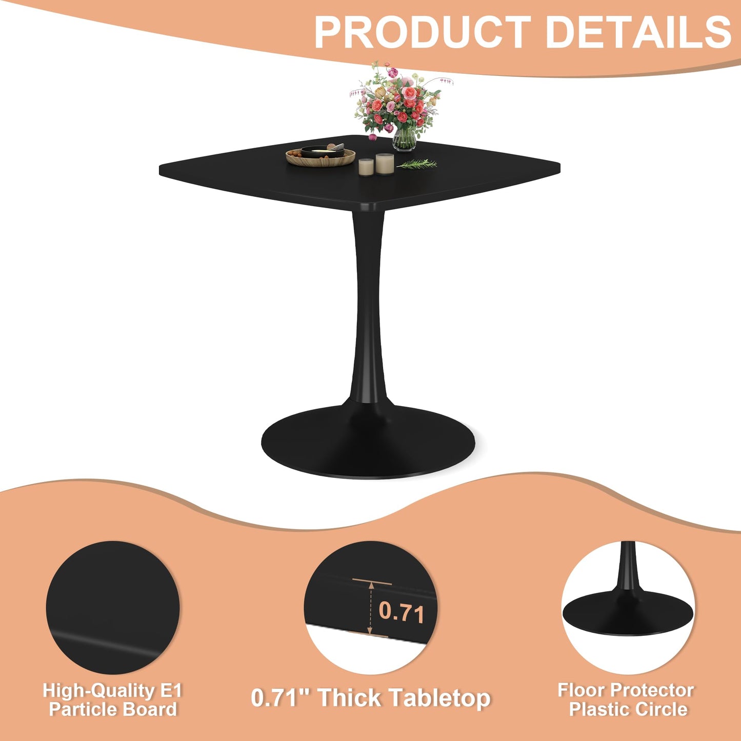 AWQM Square Dining Table, 2-4 persons