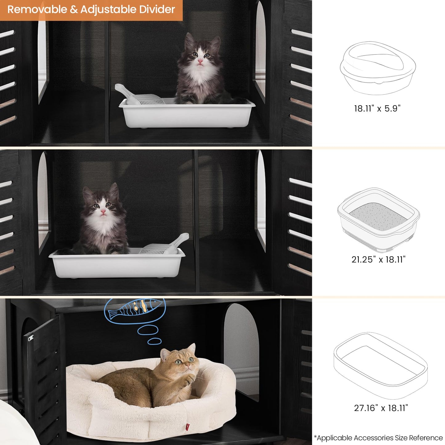 AWQM Cat Tree with Litter Box Enclosure Partition Hidden Litter Box