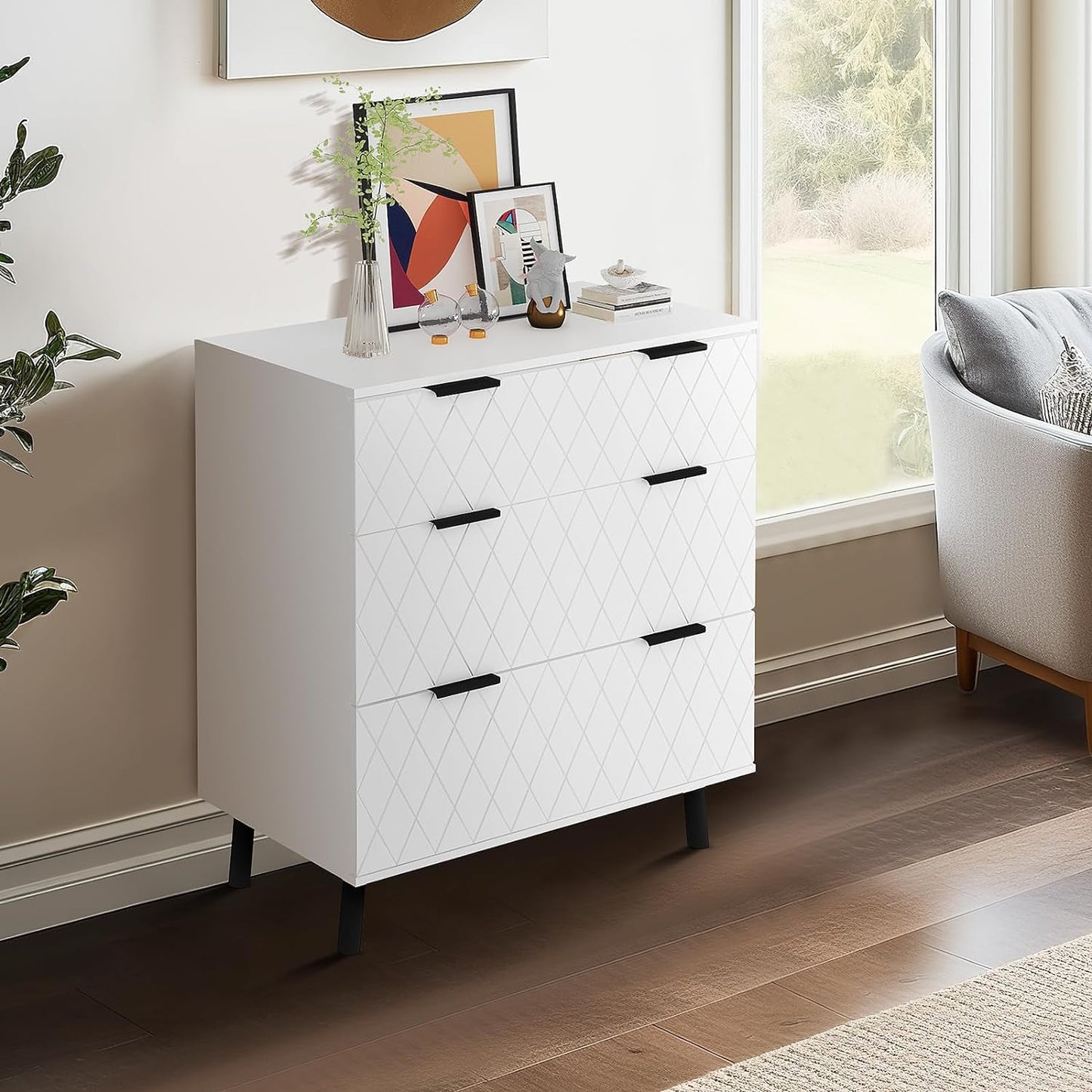 AWQM 3 Drawer Modern Dresser Large Capacity Drawers