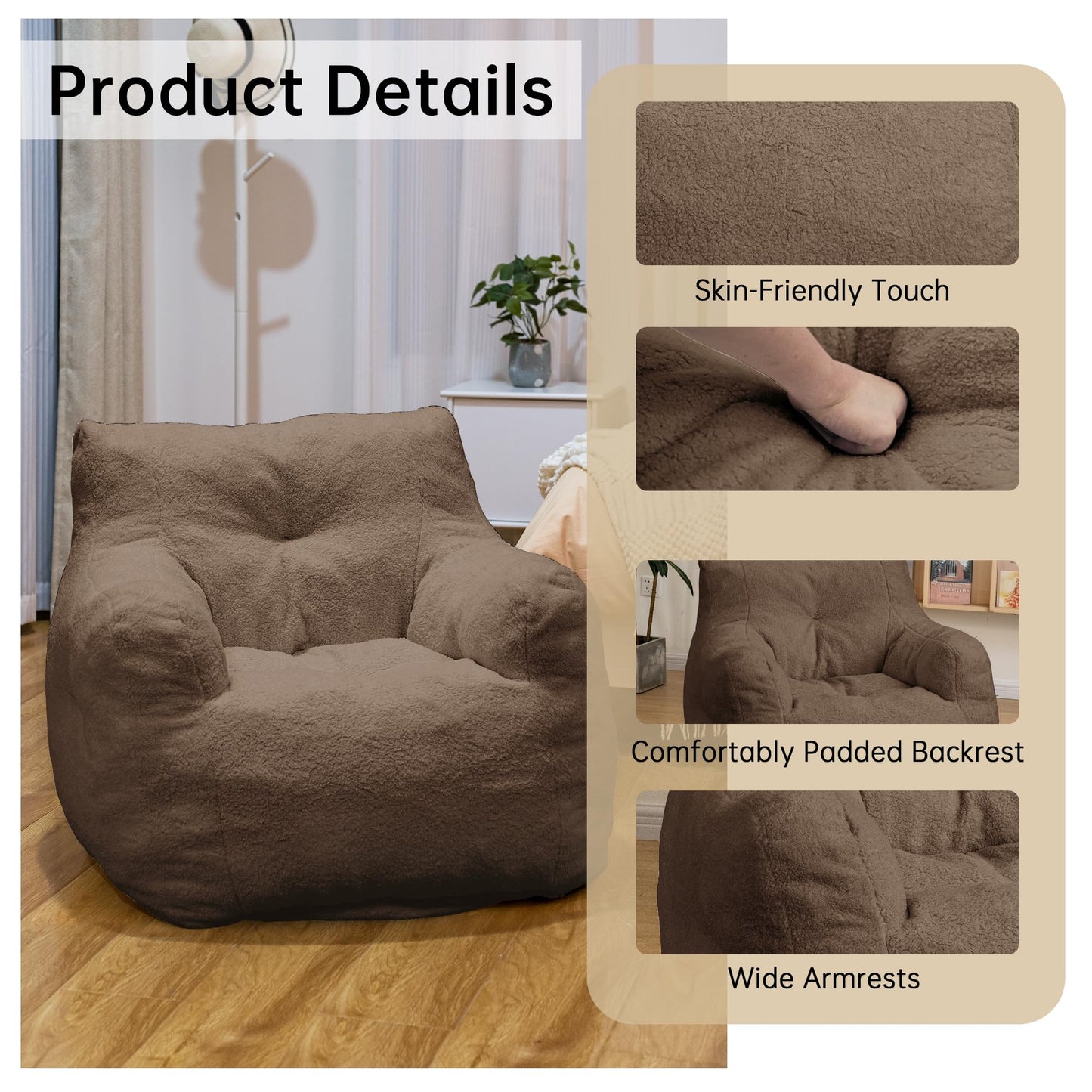AWQM Bean Bag Chair, Tufted Soft Padded Bean Bag Chair, Lazy Susans