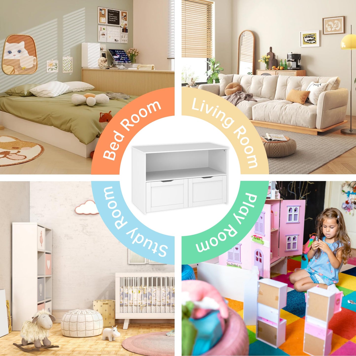 AWQM Toy storage organizer with 2 removable drawers