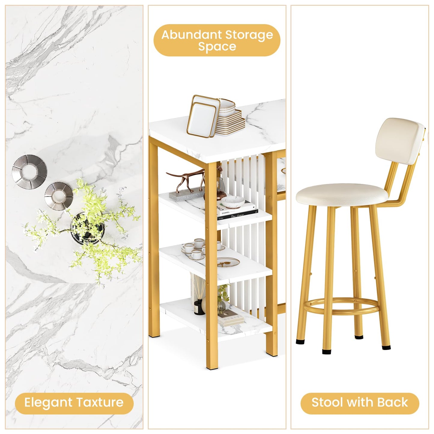 AWQM 2 Person Kitchen Bar High Table and Chairs, 2 Person Dining Table