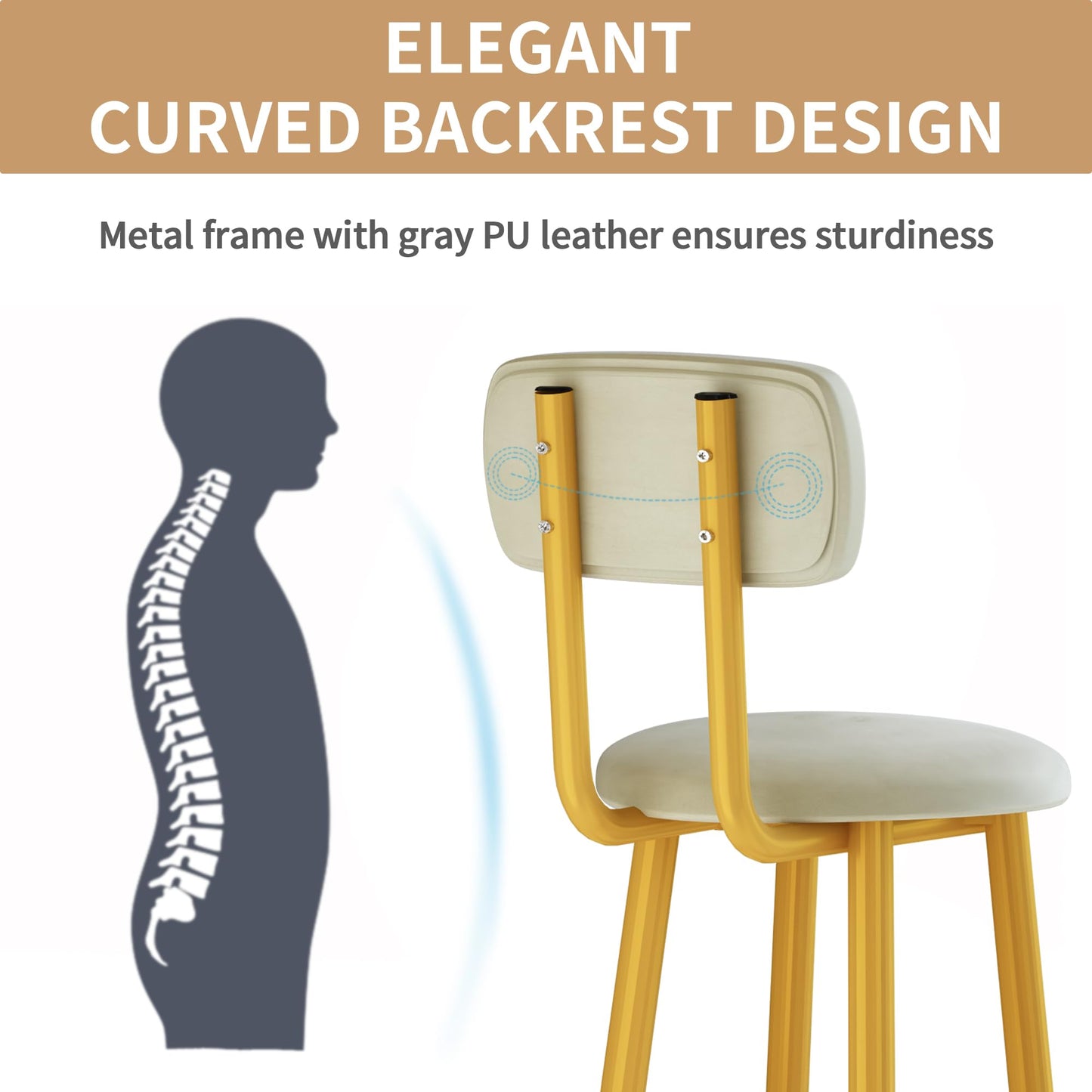AWQM Bar Stool Set of 4 PU Leather Chairs