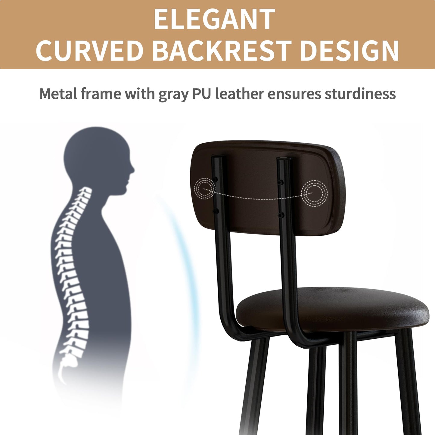 AWQM Bar Stool 2-Piece Set PU Material