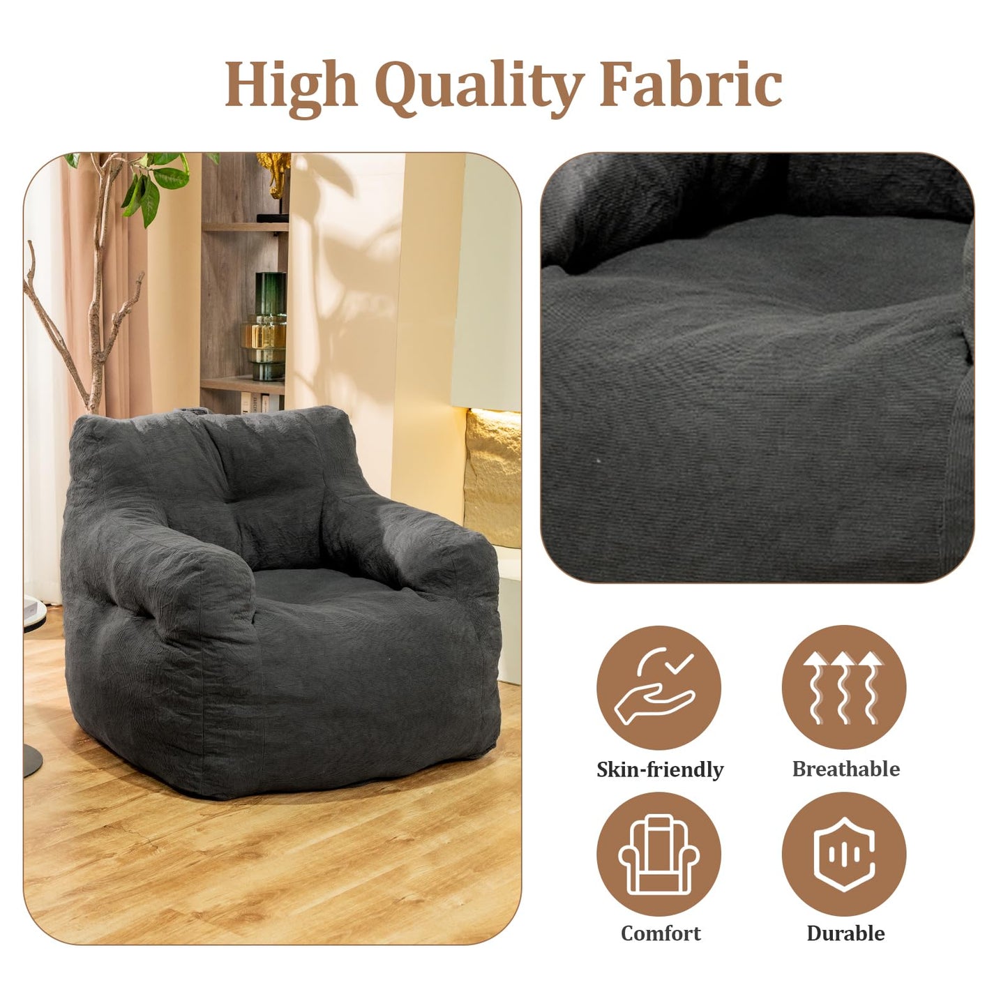 AWQM Bean Bag Chair Adult Bean Bag Sofa for Living Room Bedroom