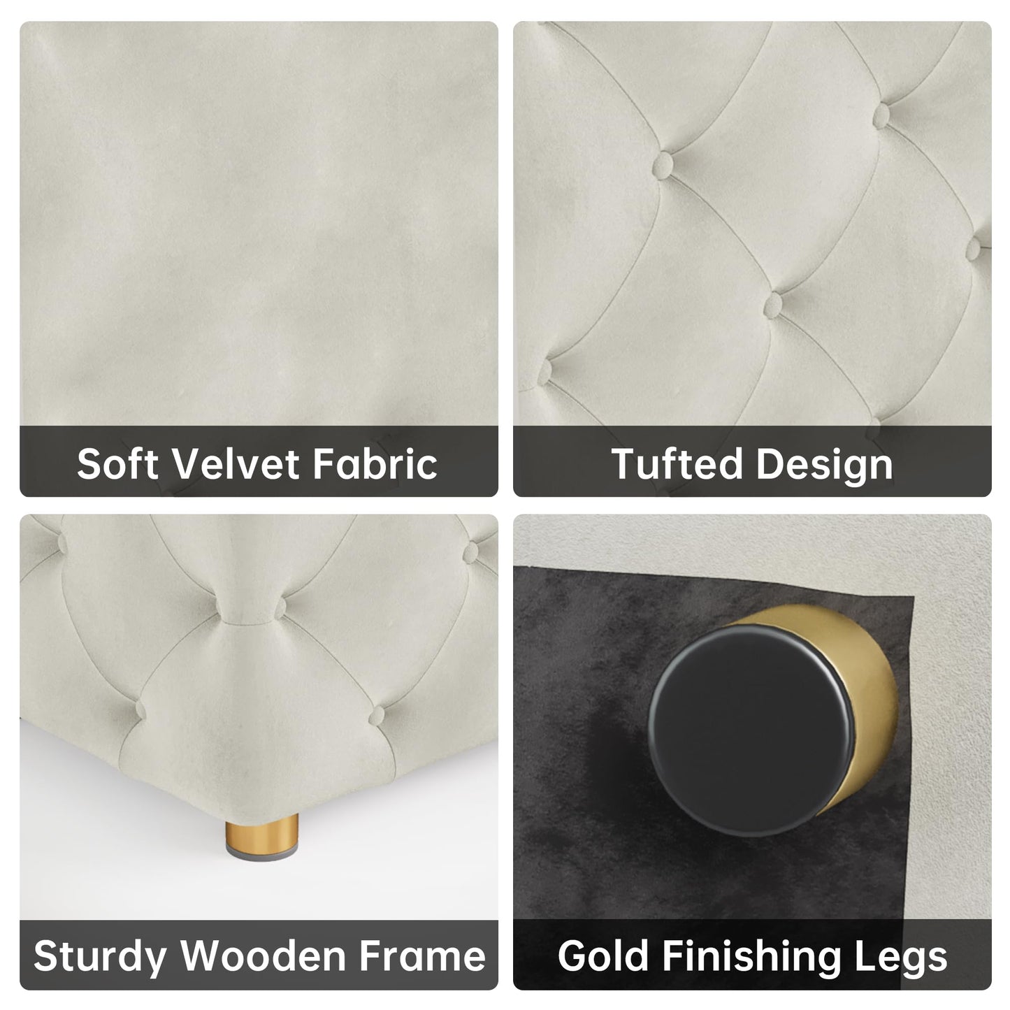 AWQM Small Velvet Ottoman, Modern Versatile Square Footstool with Metal Legs