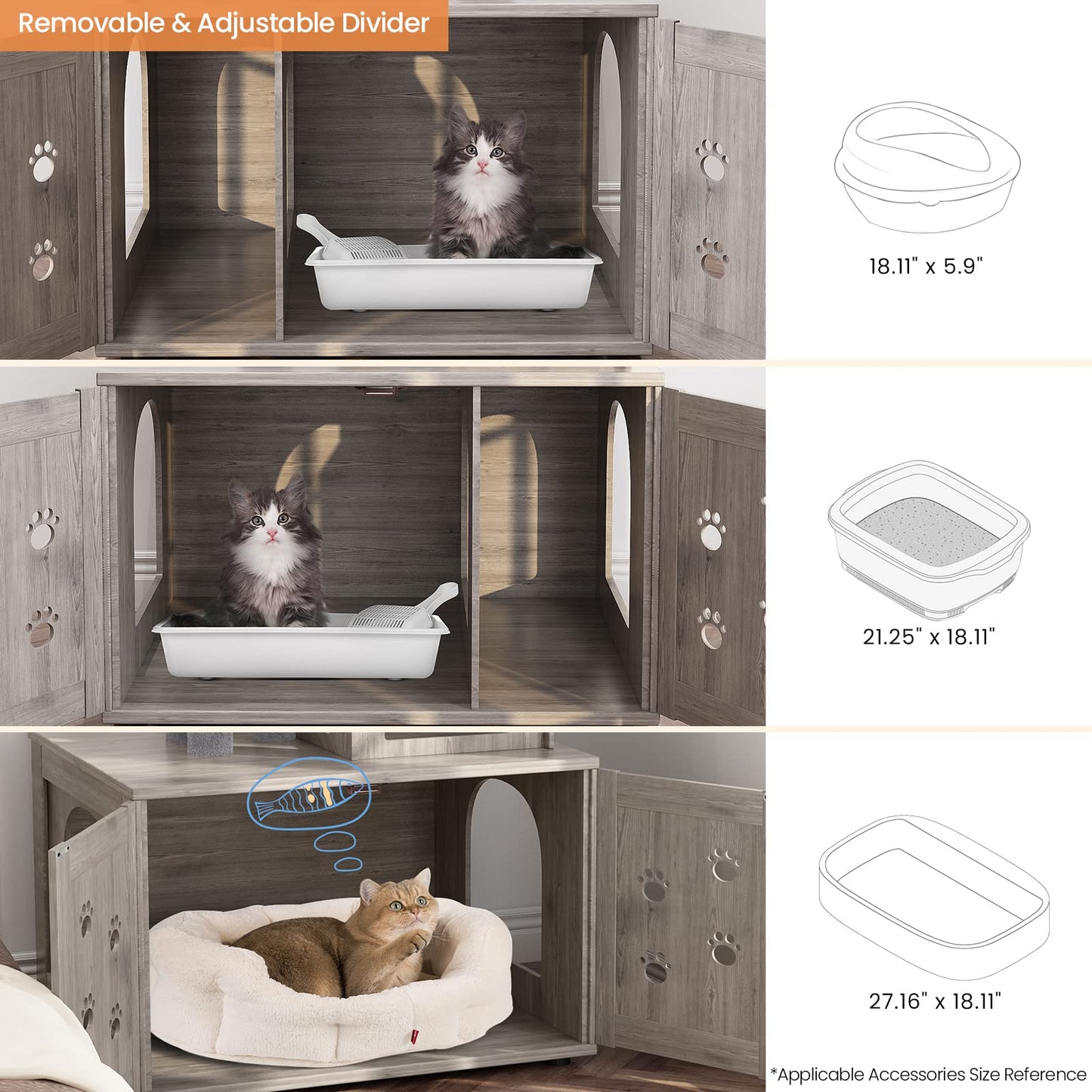 AWQM Cat Tree with Litter Box Enclosure, Bulkhead Concealed Litter Box