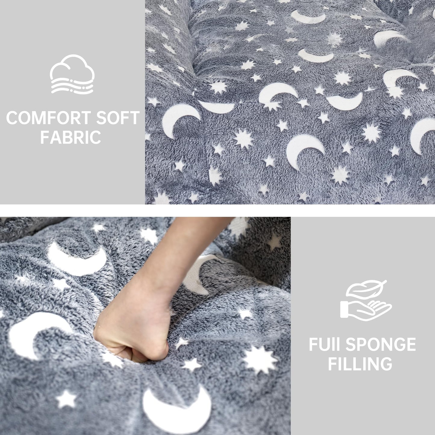 AWQM Children's Bean Bag Chair, Modern Moon Bean Bag Sofa with Foam Padding