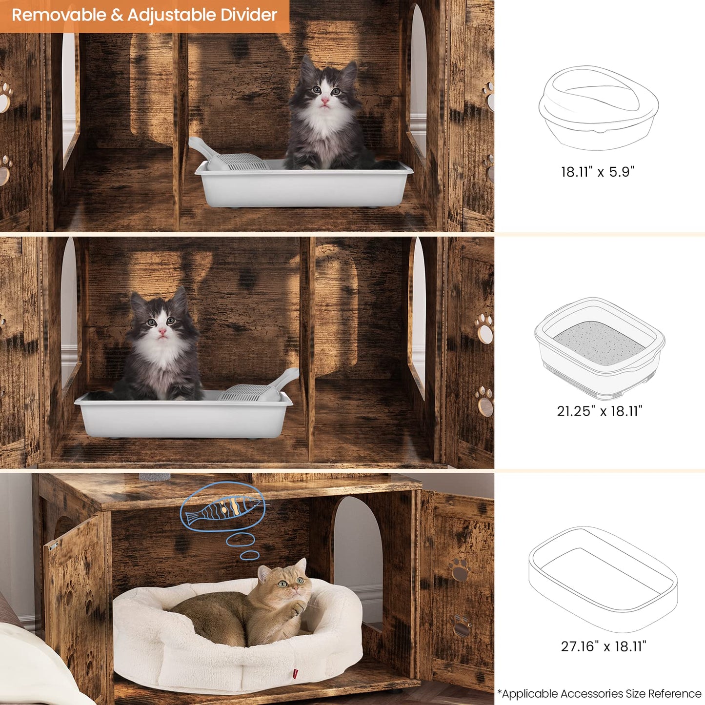 AWQM Cat Tree with Litter Box Enclosure, Bulkhead Concealed Litter Box