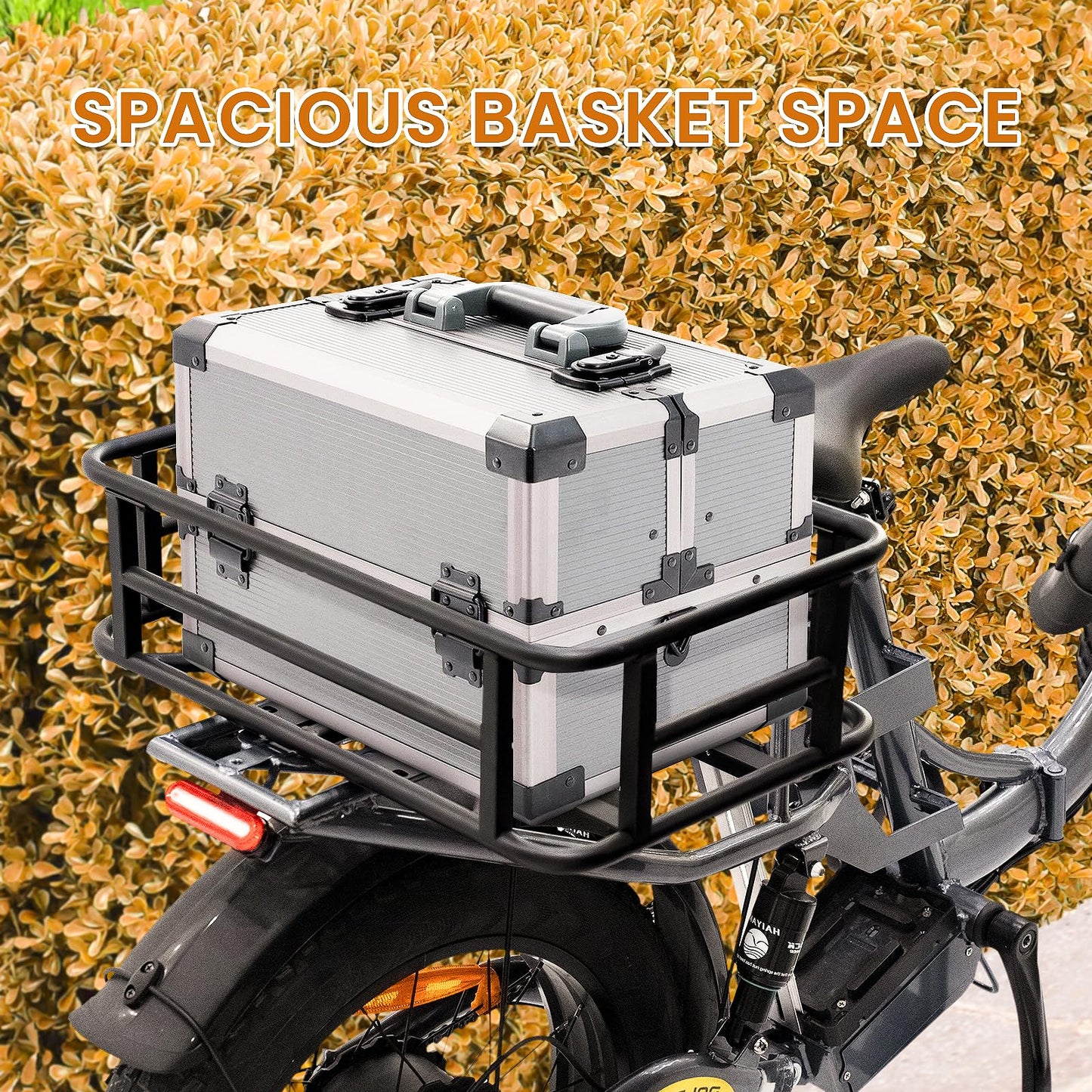 AWQM Large E-bike Rear Basket, Waterproof Metal E-bike Basket