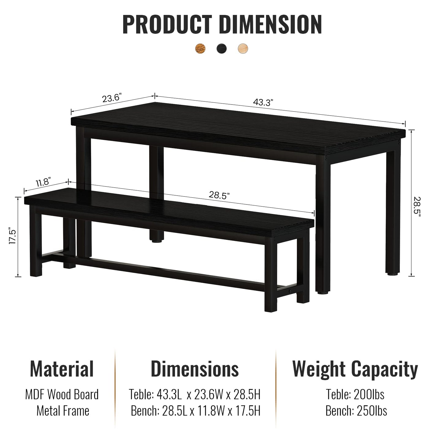 AWQM Kitchen Industrial Dining Table Set, Dining Table for 2-4