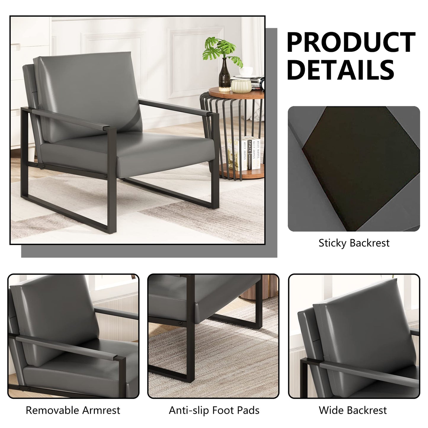 AWQM Leather Sofa Chair Thickened Upholstered Backrest Single Sofa Chair