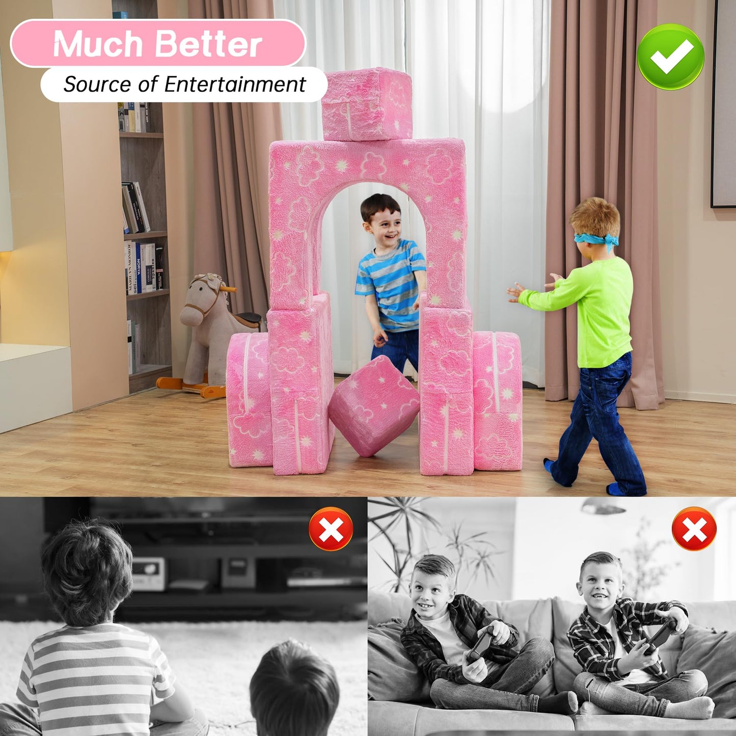 AWQM Glow-in-the-Dark Children's Sofa 8-Piece Set Modular Children's Play Sofa