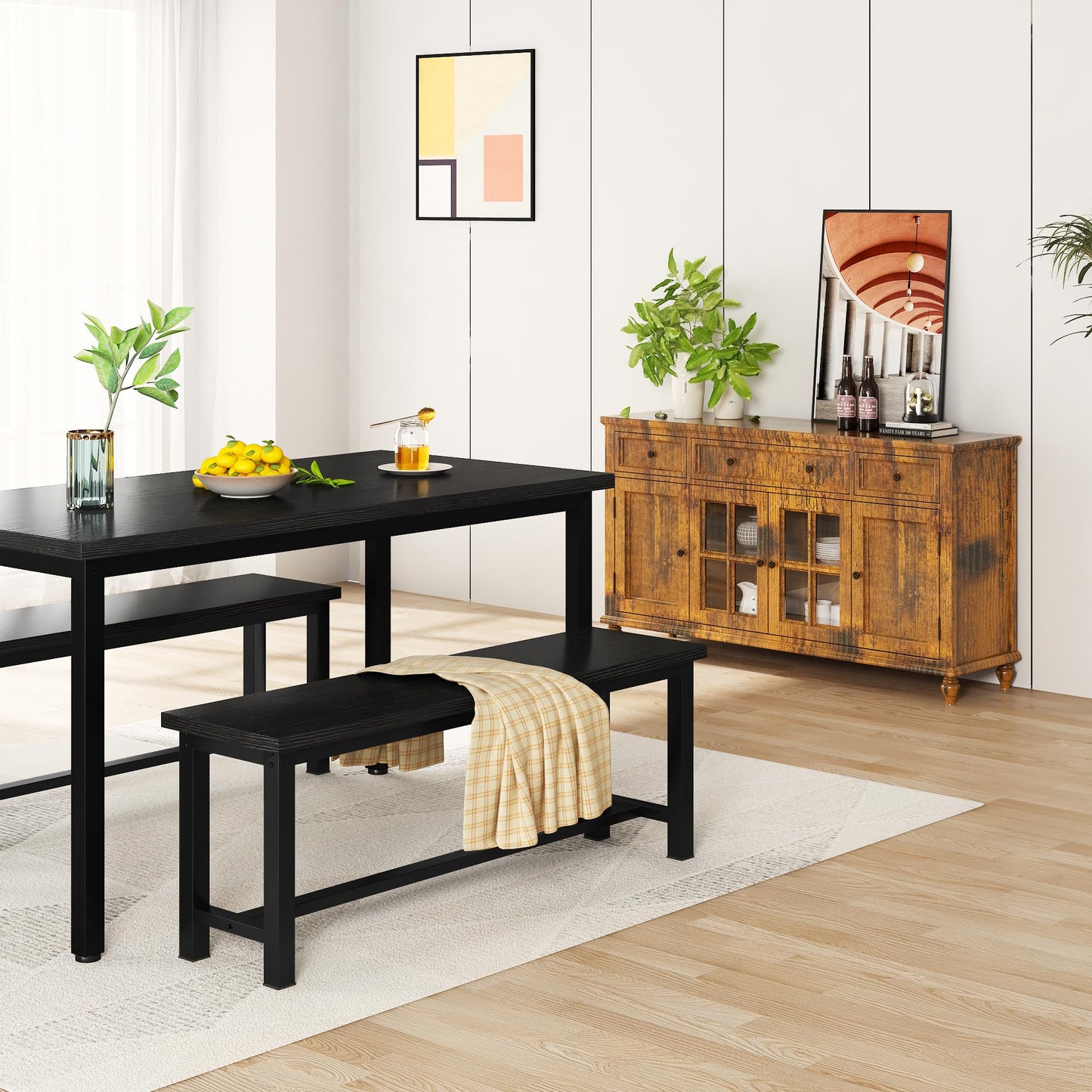 AWQM Kitchen Bench, Pair of 2 Dining Chairs