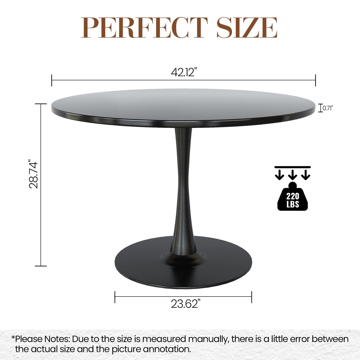 AWQM Modern Marble Round Dining Table for 4-6 People