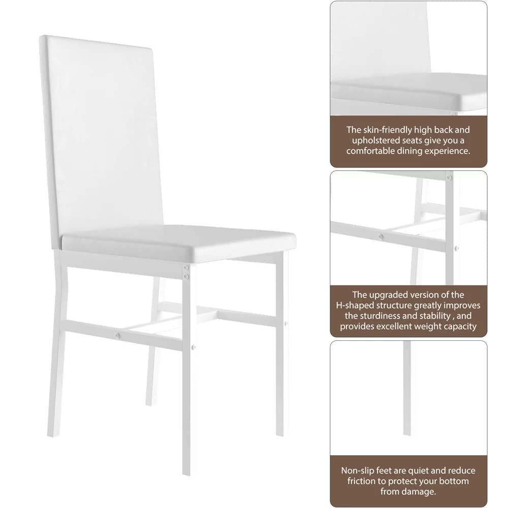 AWQM marble dining table set 4 PU leather chairs 4 person dining table and chairs