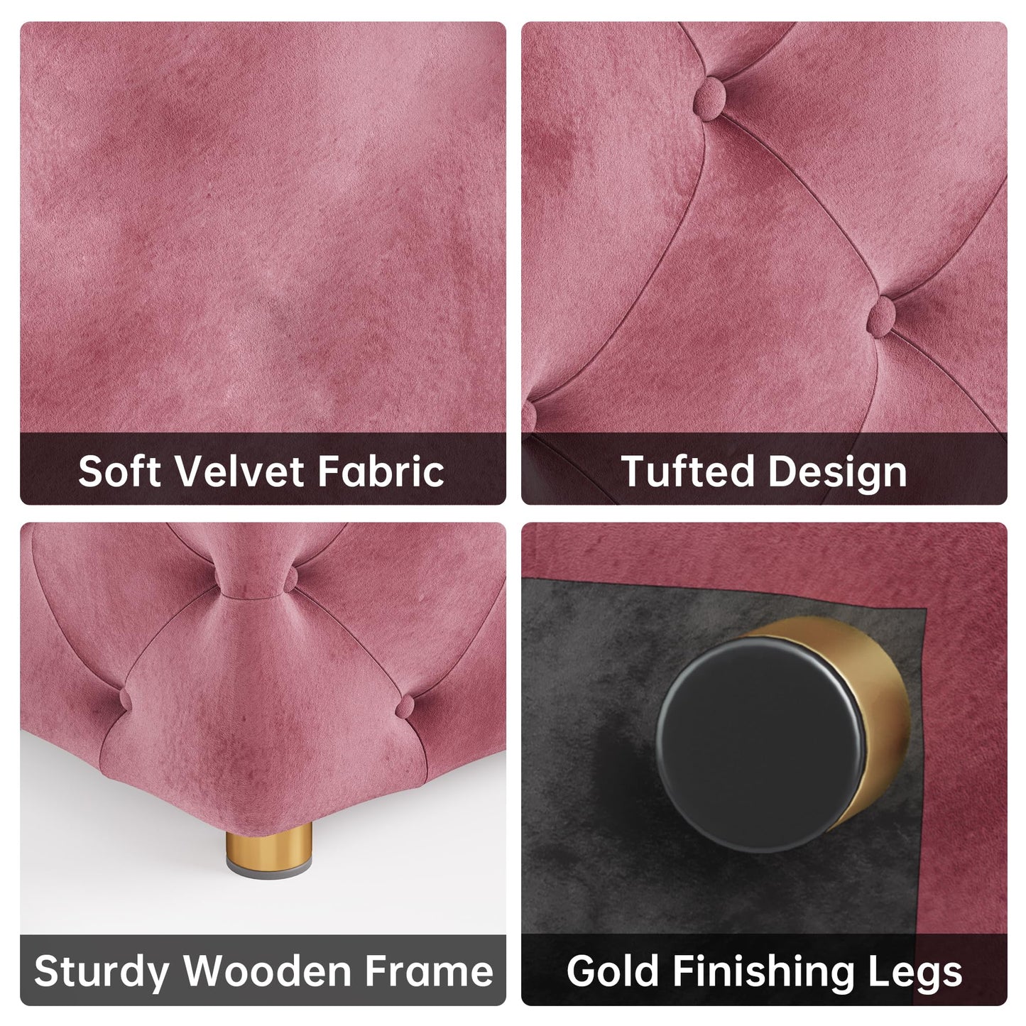 AWQM Small Velvet Ottoman, Modern Versatile Square Footstool with Metal Legs