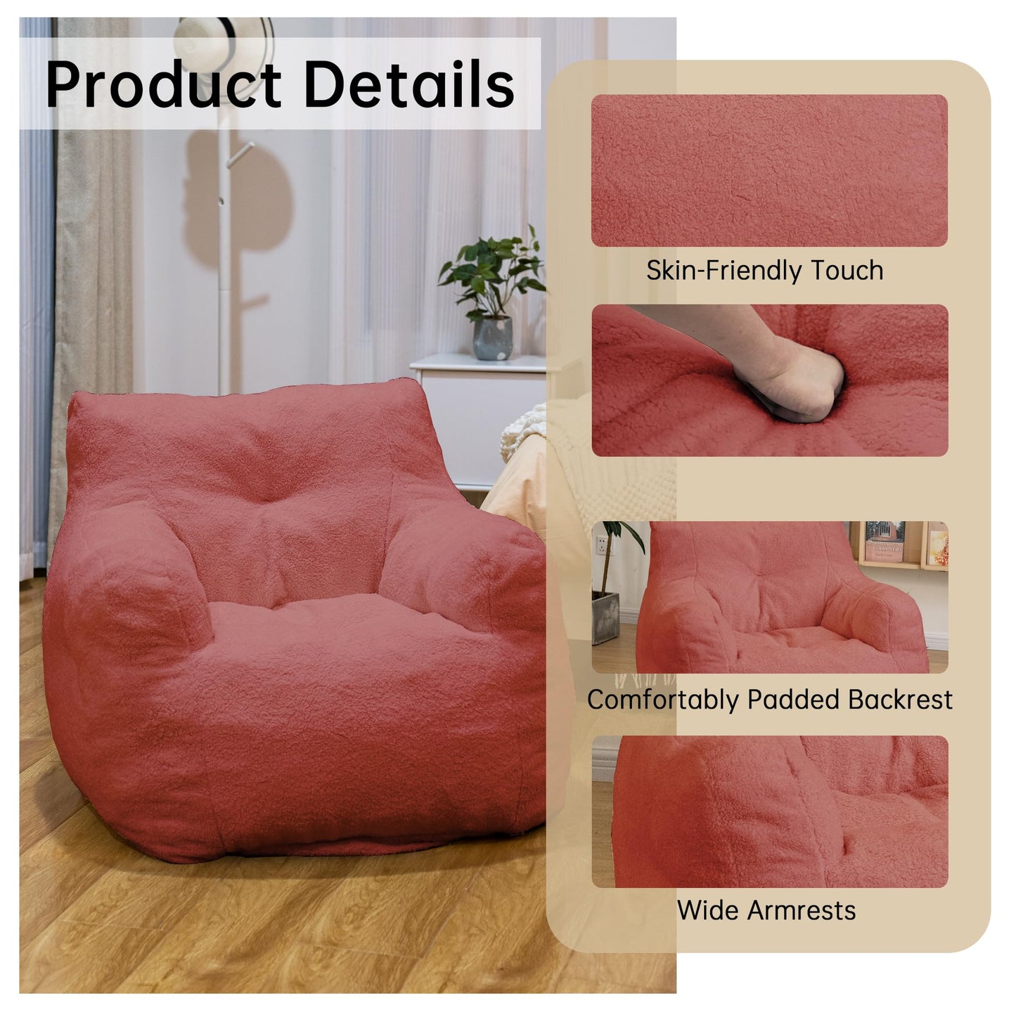AWQM Bean Bag Chair, Tufted Soft Padded Bean Bag Chair, Lazy Susans