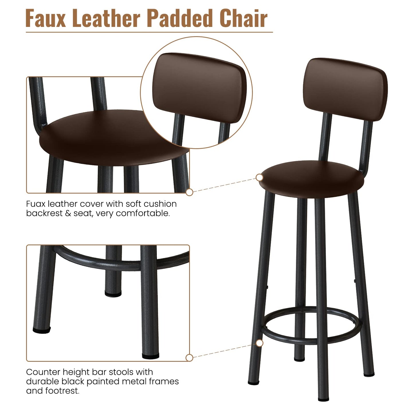 AWQM Industrial Kitchen Dining Table and Chairs for 4