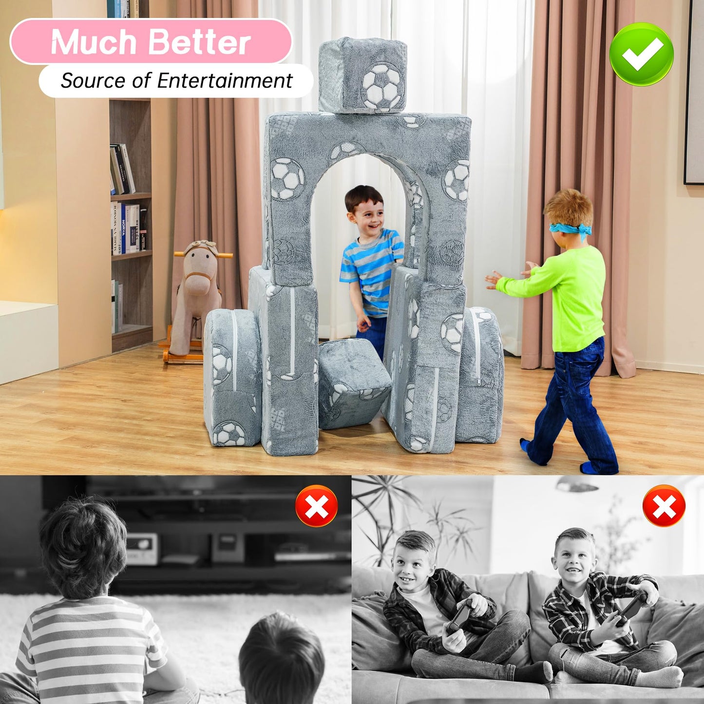 AWQM Glow-in-the-Dark Children's Sofa 8-Piece Set Modular Children's Play Sofa