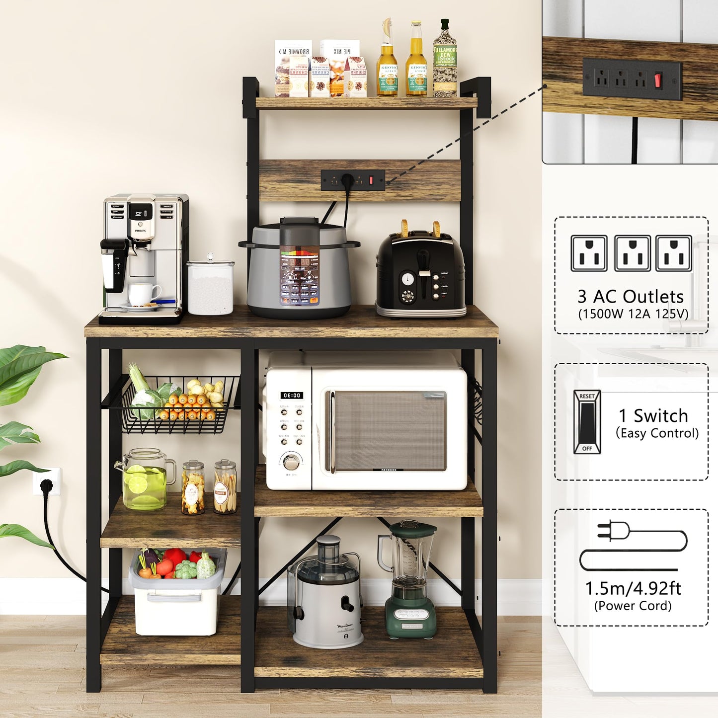 AWQM Storage Kitchen Baking Rack with Power Socket