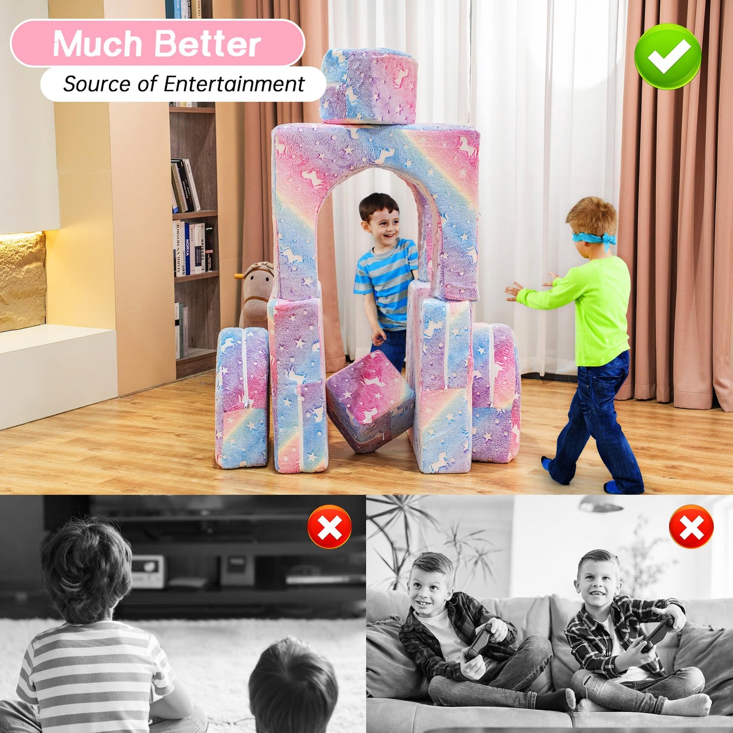 AWQM Glow-in-the-Dark Children's Sofa 8-Piece Set Modular Children's Play Sofa