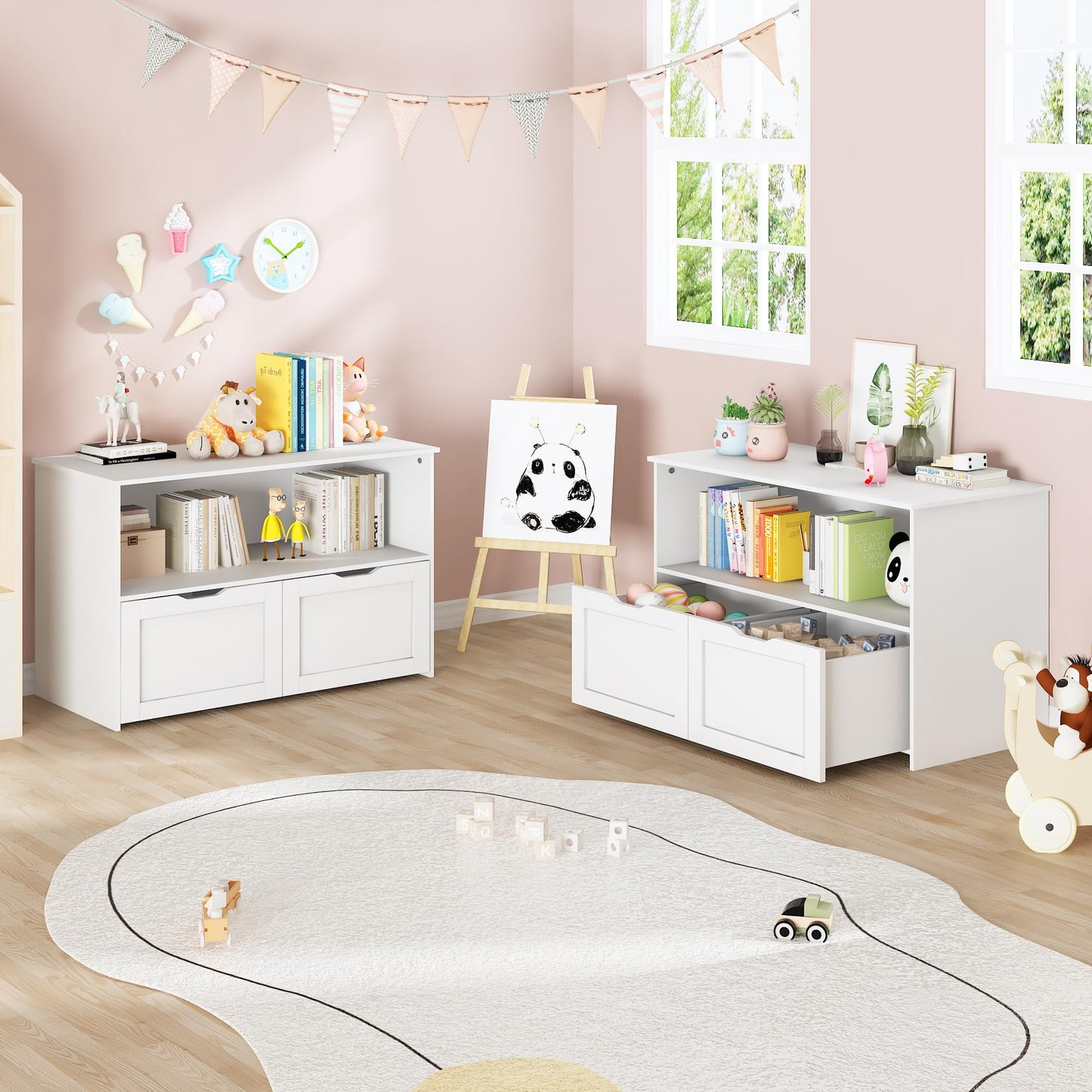 AWQM Toy storage organizer with 2 removable drawers