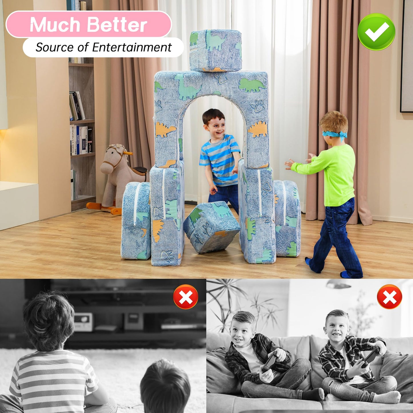 AWQM Glow-in-the-Dark Children's Sofa 8-Piece Set Modular Children's Play Sofa