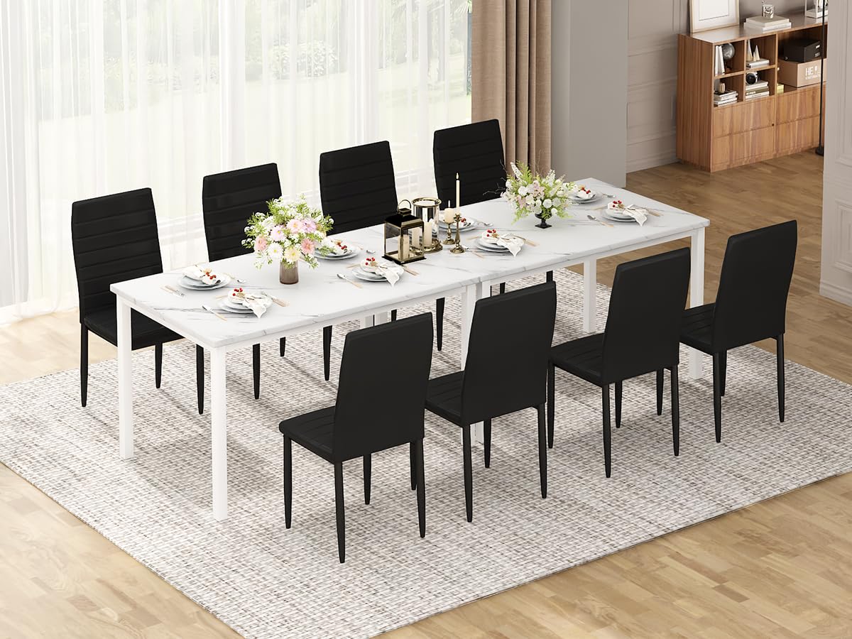 AWQM Faux Marble Dining Table and Chairs Set,4 Dining Table and Chairs