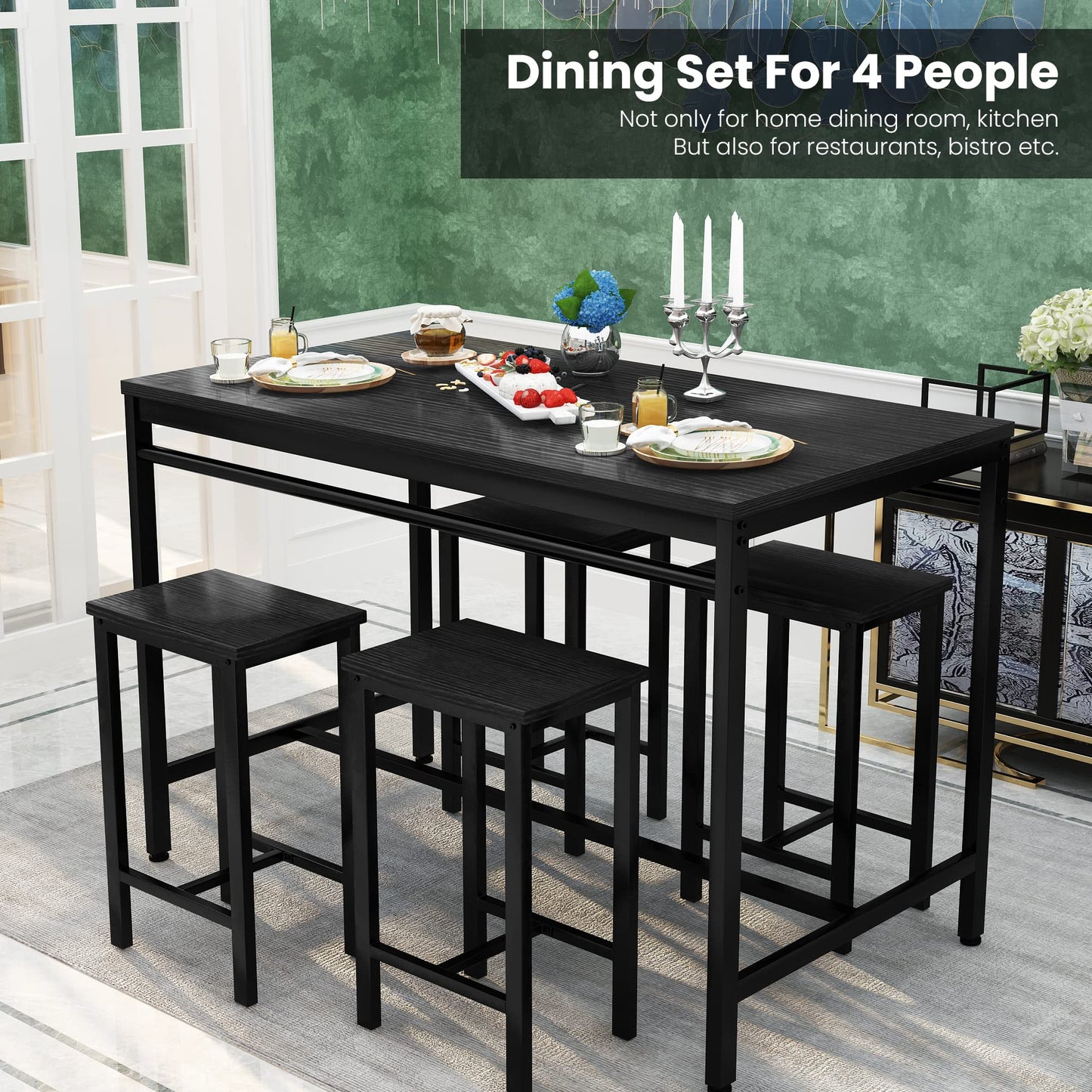 AWQM Modern Kitchen Industrial Dining Table and Chairs , Dining Table Set for 4