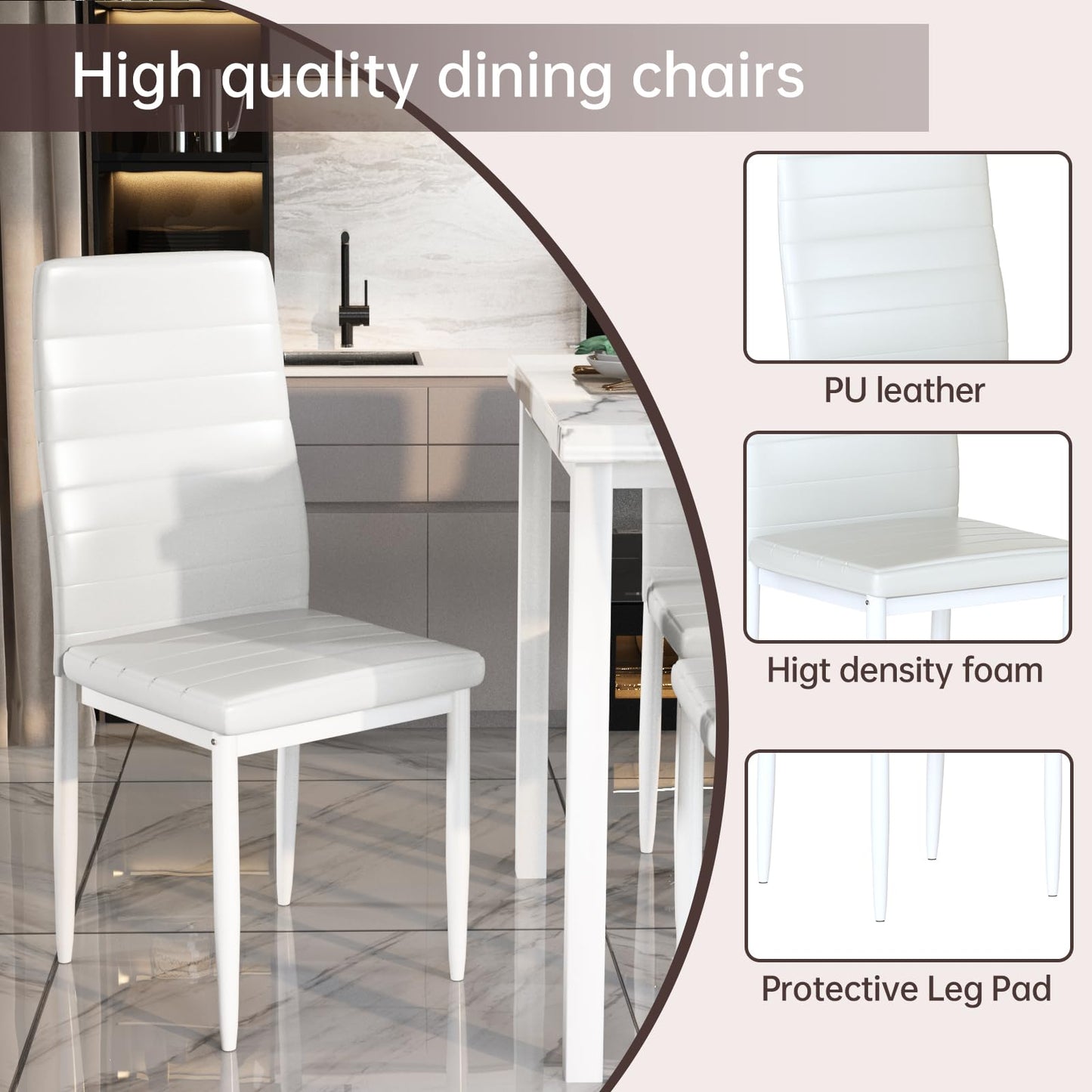 AWQM Modern Marble Dining Table Set for 6 7 Piece Kitchen Table and Chairs