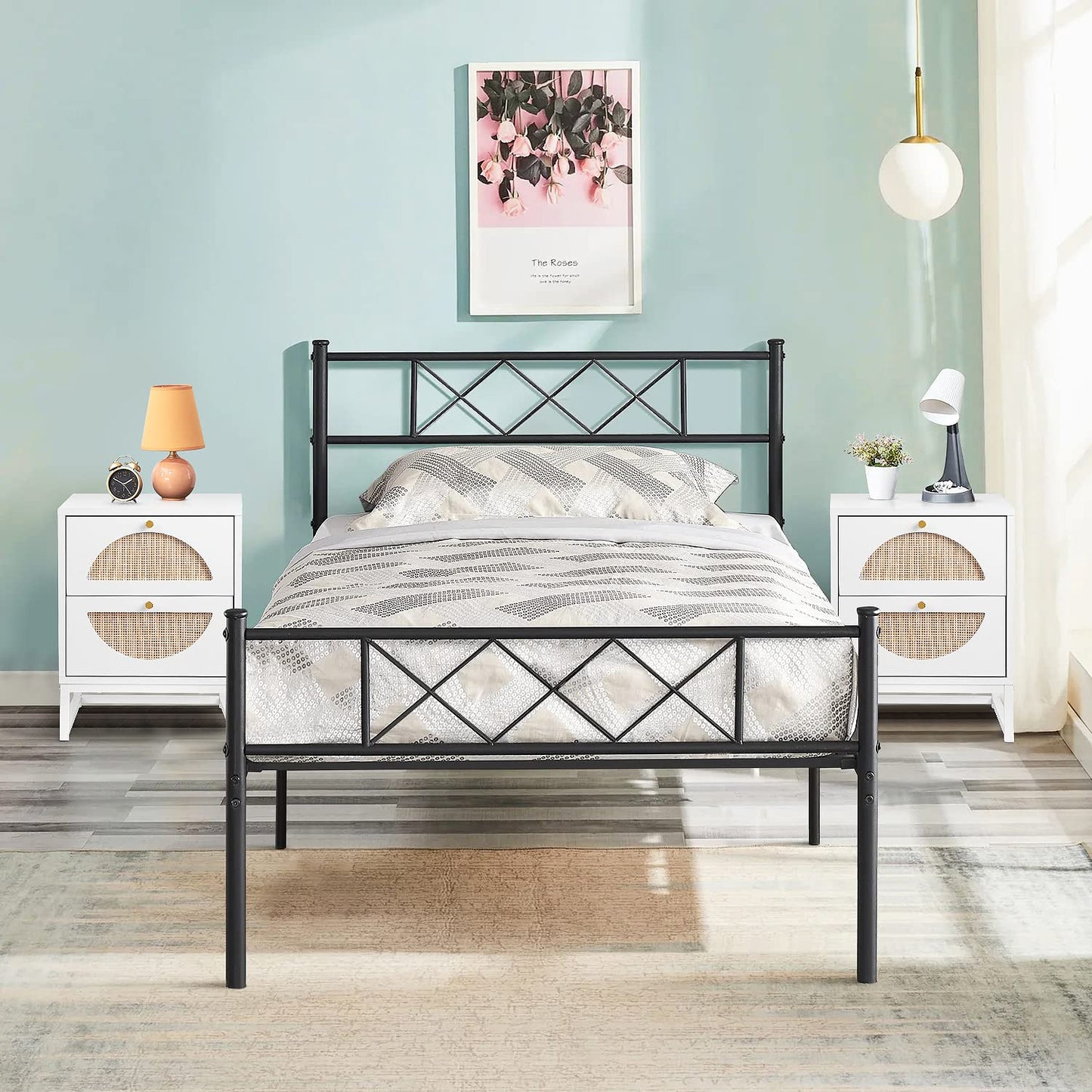 AWQM Rattan bedside table (set of 2), wooden coffee table