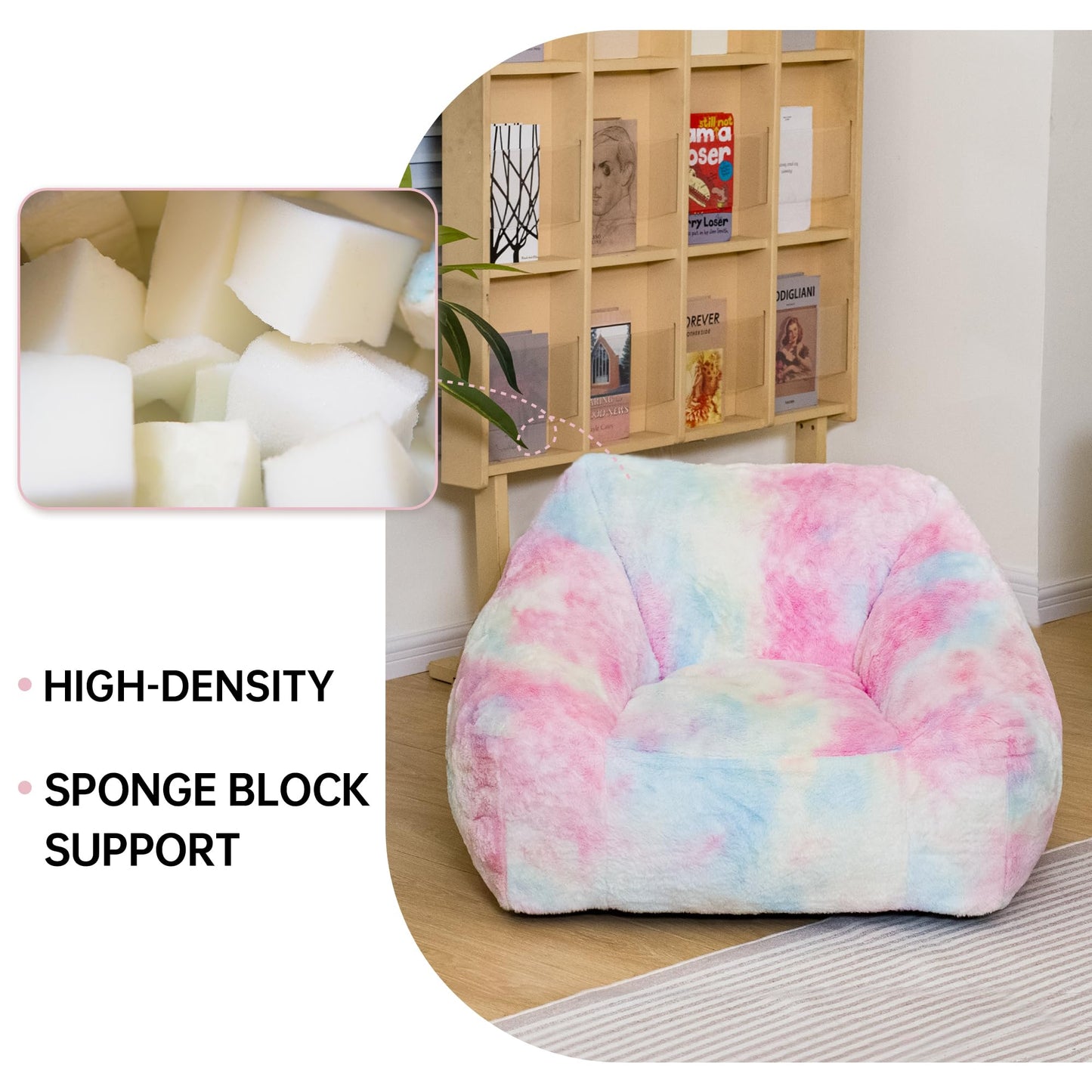 AWQM Kids Bean Bag Chair, Modern Rainbow Color Bean Bag Sofa