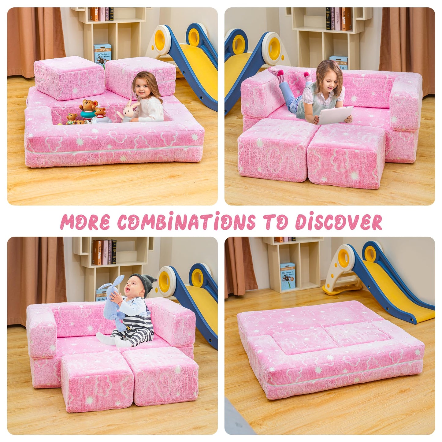 AWQM Foldable modular children's play sofa, glow-in-the-dark children's play sofa