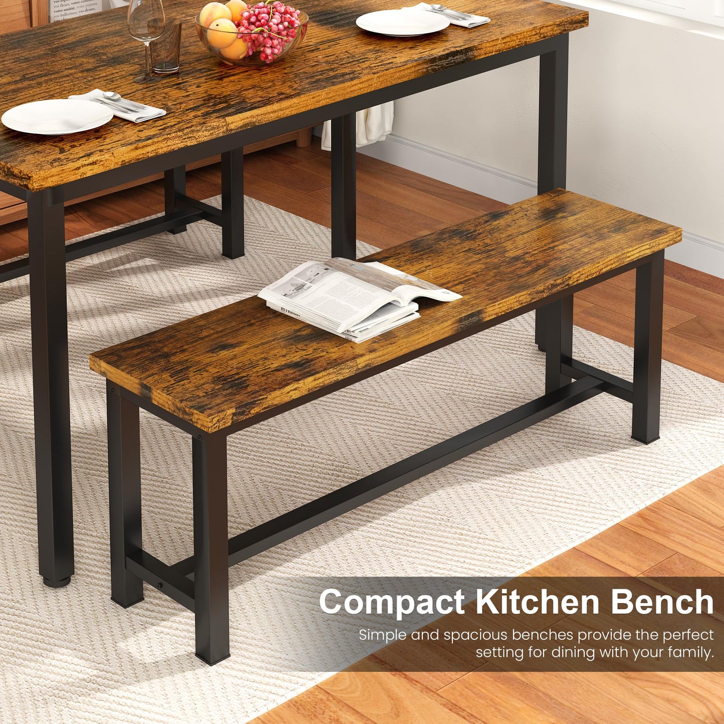 AWQM Kitchen Bench, Pair of 2 Dining Chairs