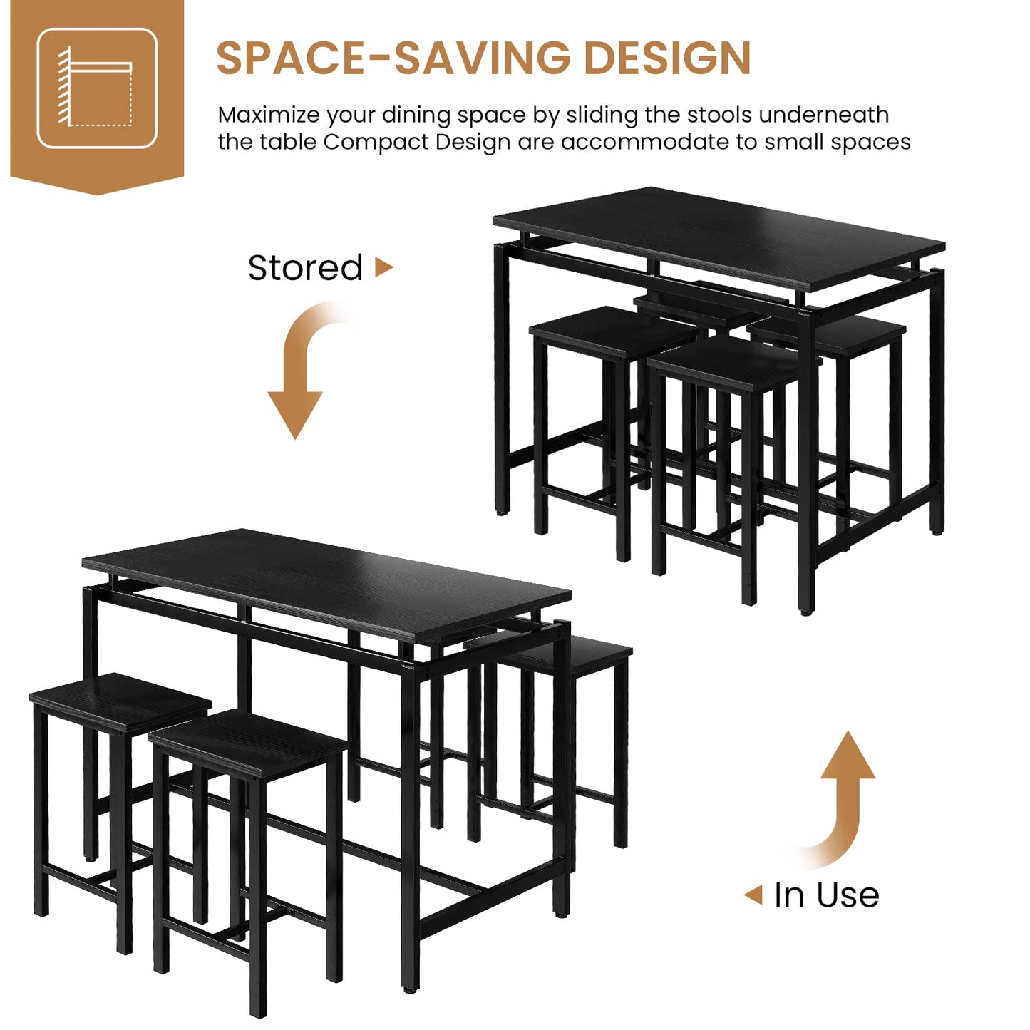 AWQM Modern Kitchen Dining Table and Chairs 4 Dining Table Set