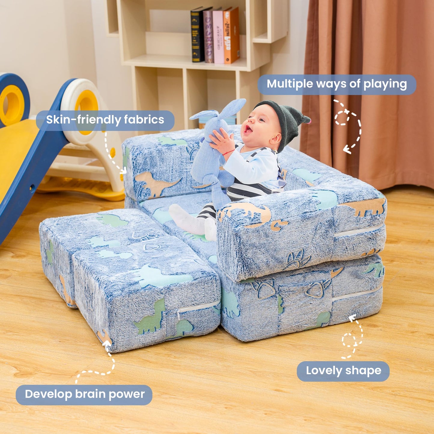 AWQM Foldable modular children's play sofa, glow-in-the-dark children's play sofa