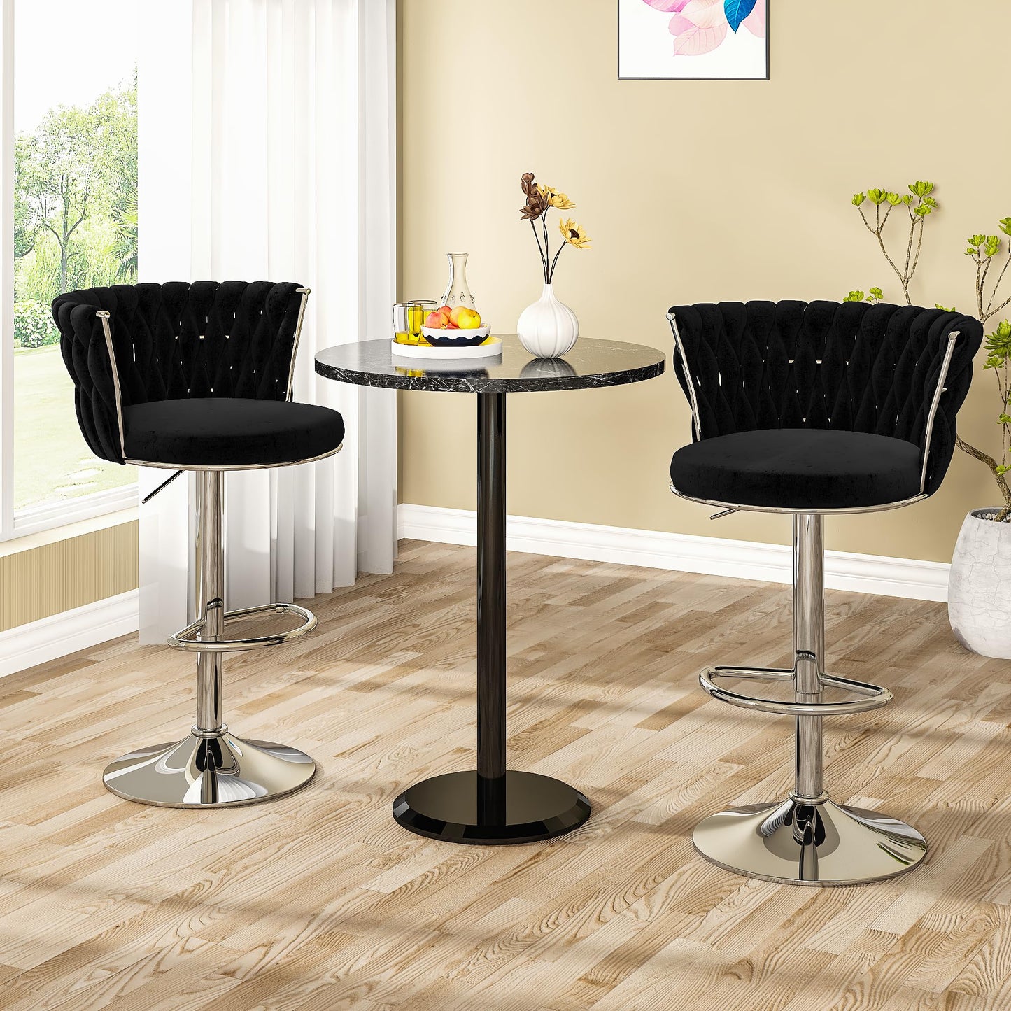 AWQM Bar Stool Set Velvet Swivel Chair