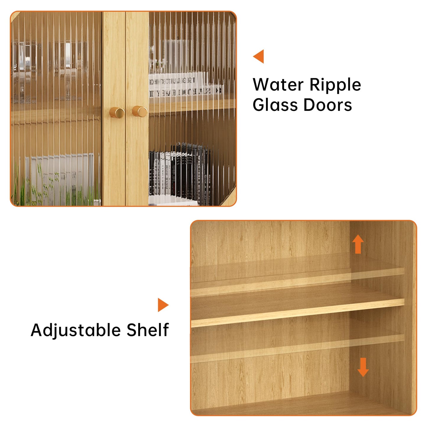 AWQM glass door 2-piece decorative storage cabinet kitchen sideboard