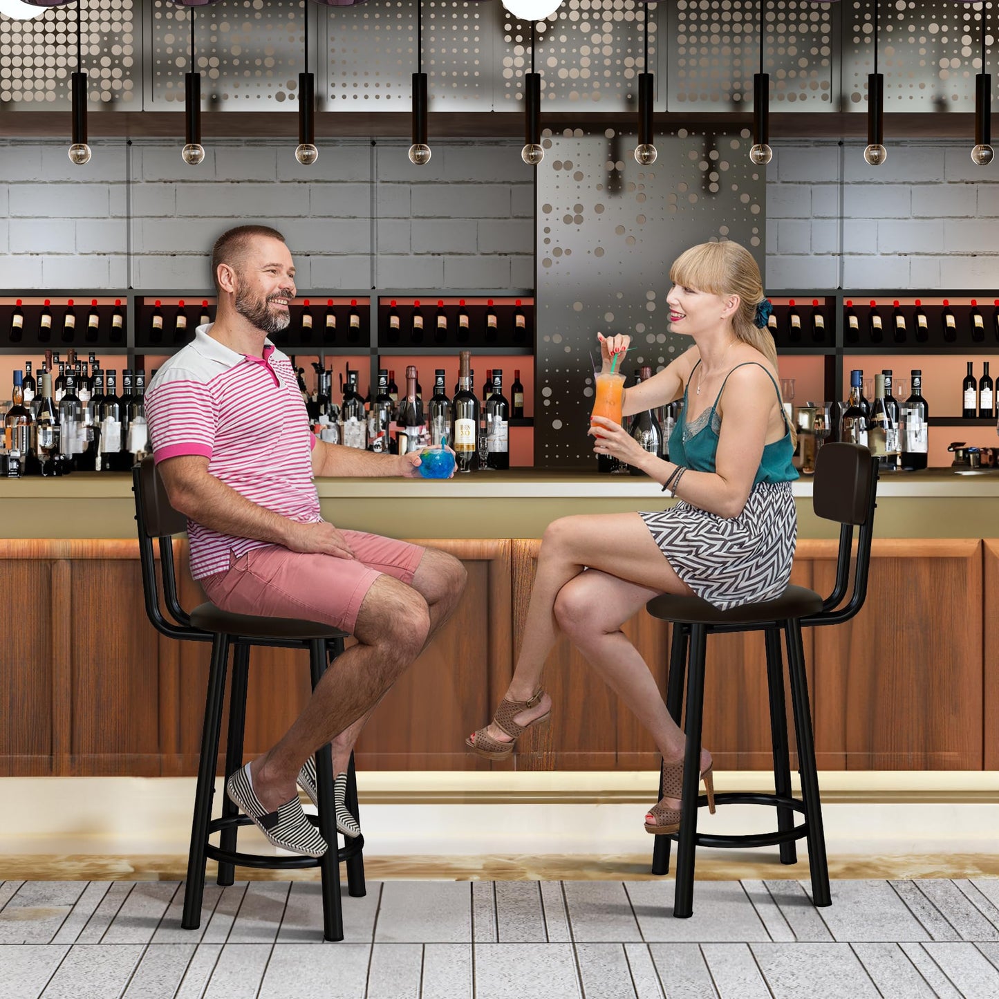 AWQM Bar Stool 2-Piece Set PU Material