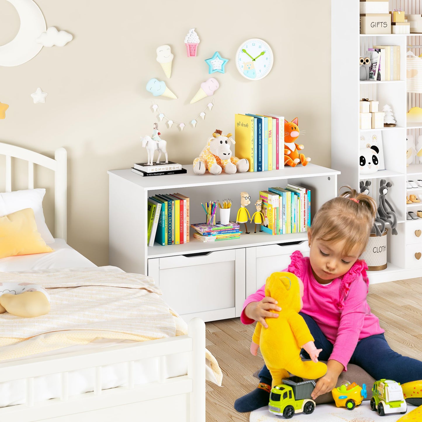 AWQM Toy storage organizer with 2 removable drawers