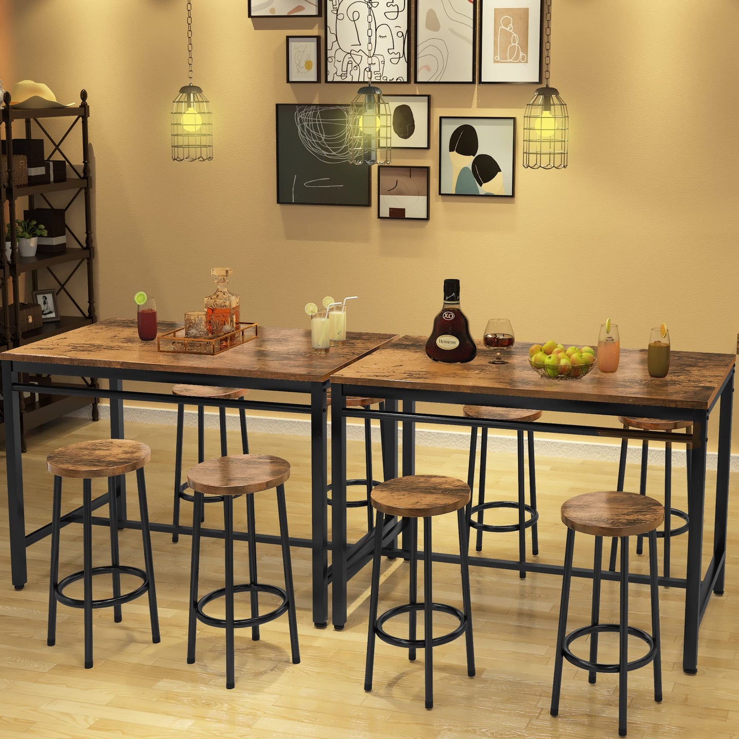 AWQM Small Dining Room Industrial Dining Table Set 4 Dining Chairs