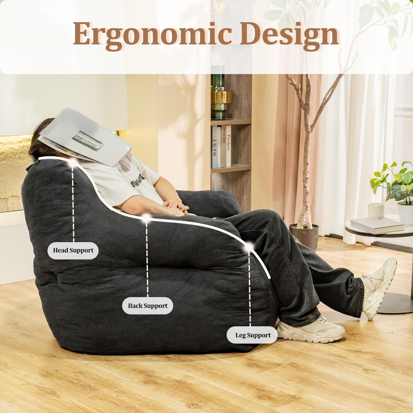 AWQM Bean Bag Chair, Lazy Boy Sofa for Gaming