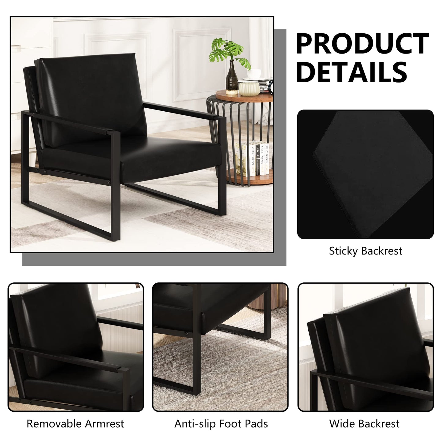 AWQM Leather Sofa Chair Thickened Upholstered Backrest Single Sofa Chair
