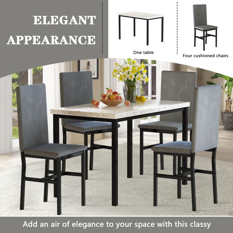 AWQM faux marble dining table and chairs