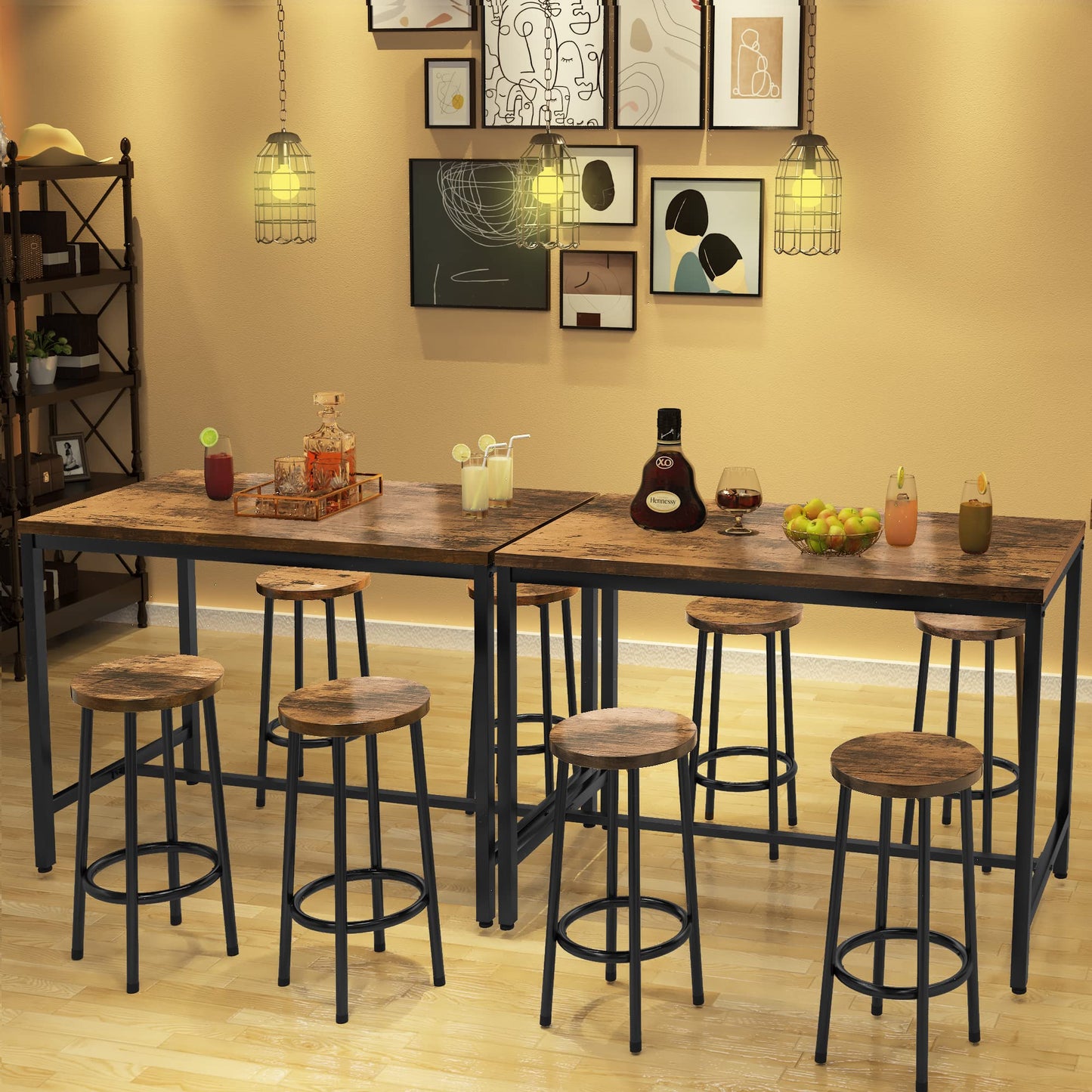 AWQM 4 Person Dining Table Set, Modern Kitchen Industrial Dining Table and Chairs