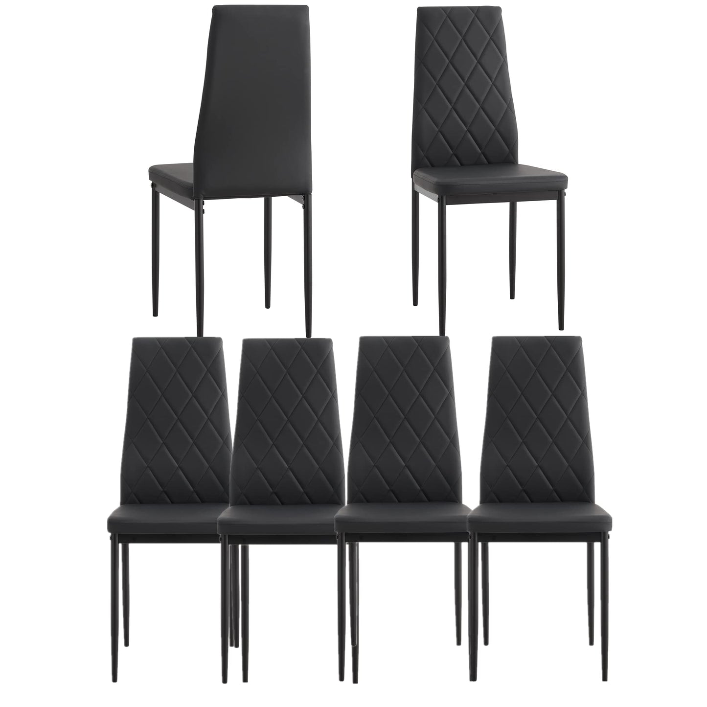 AWQM Tempered Glass Kitchen Dining Table 7 Piece Set 6 Dining Table