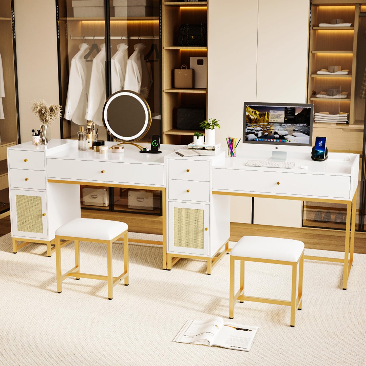 AWQM Rattan Dresser Set with Power Socket