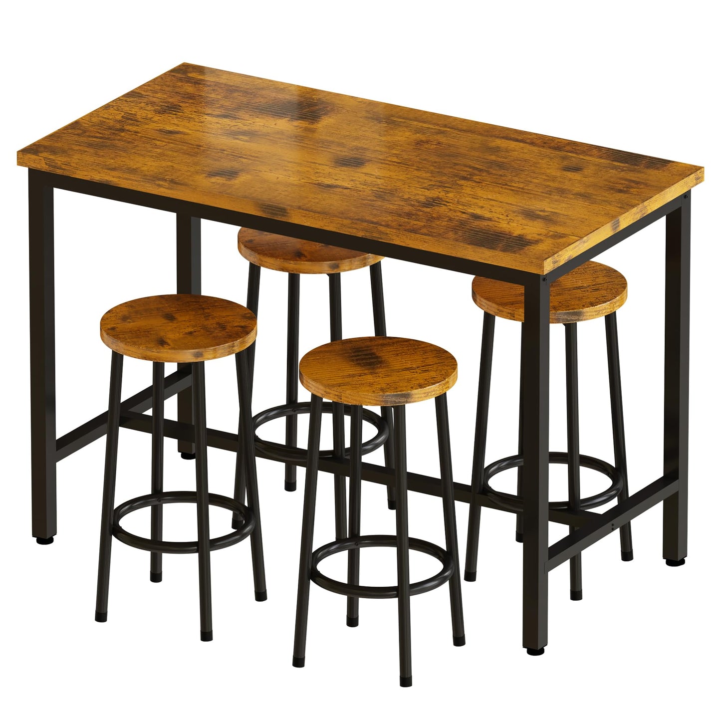 AWQM Small Industrial Wooden Dining Table Set for 4