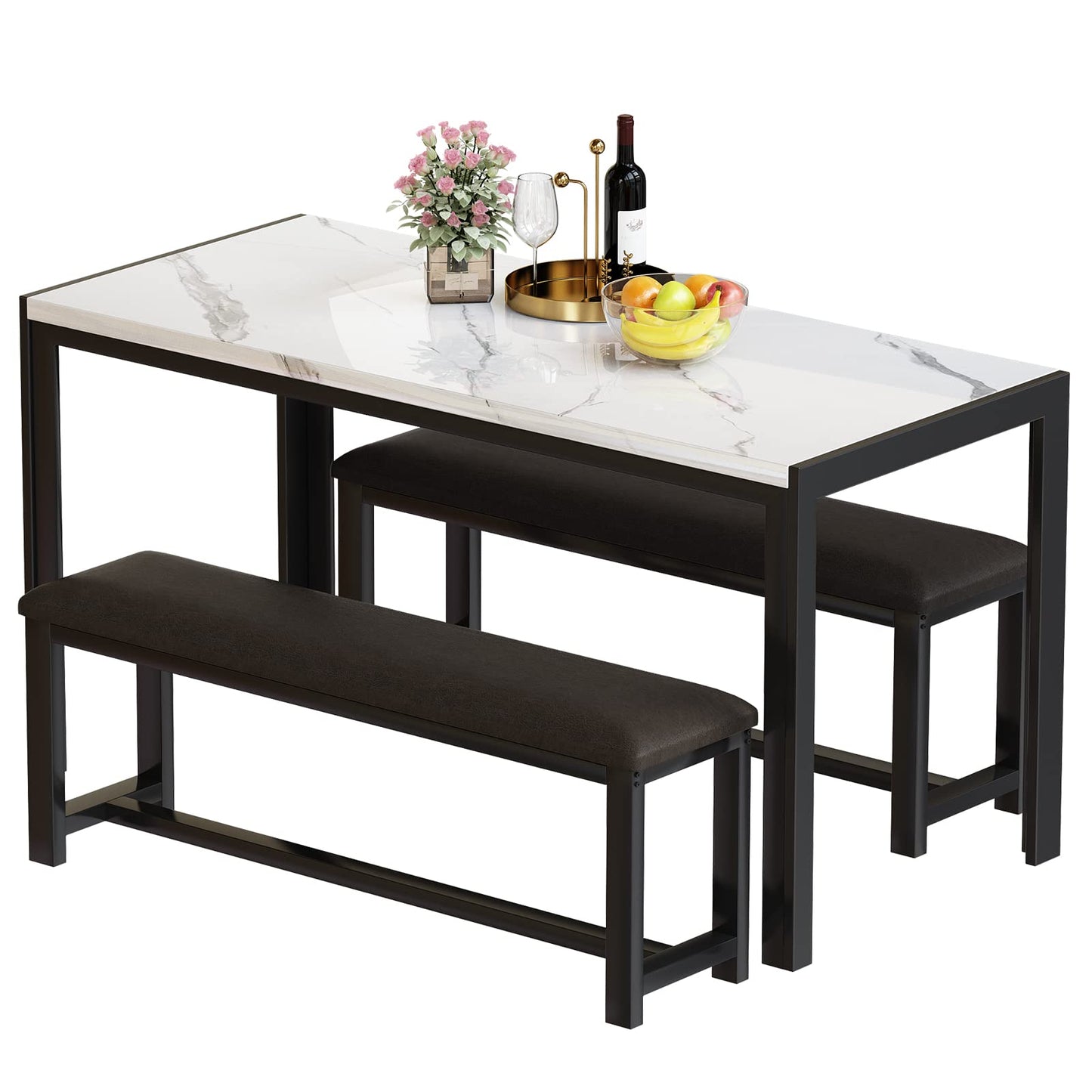 AWQM Marble Dining Table Set for 4 for 4 people